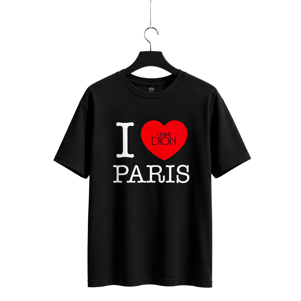 T-SHIRT NOIR LOVE CELINE DION PARIS